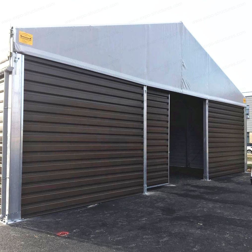 خيمة تخزين مستودع صناعي كبير مقاوم للأشعة فوق البنفسجية PVC مقاوم للماء مقاوم للحريق ساندويتش صفائح فولاذية متينة شعار للاستخدام الخارجي