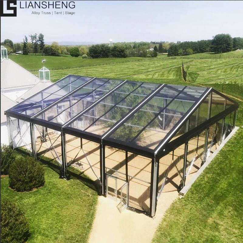 حفل زفاف فاخر واضح PVC إطار أسود خيمة كبيرة منحني متعرجة اللون اختياري الألومنيوم الصلب الإطار خيمة سرادق الحدث