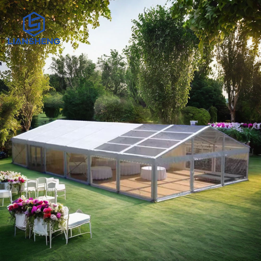 خيمة حفل زفاف بيضاء مخصصة مع إطار من الألومنيوم غطاء PVC مقاوم للماء 10x12 10x15 10x20 10x30 10x40 10x50