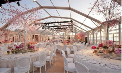 خيمة زفاف رومانسية عالية القيمة في الهواء الطلق